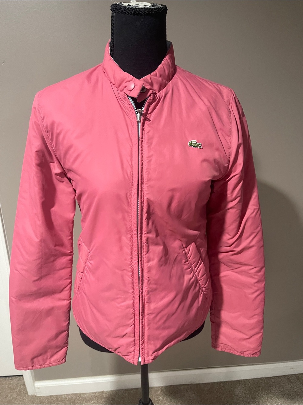Lacoste irreversible salmon/baby blue Lightweight Bomber Jacket